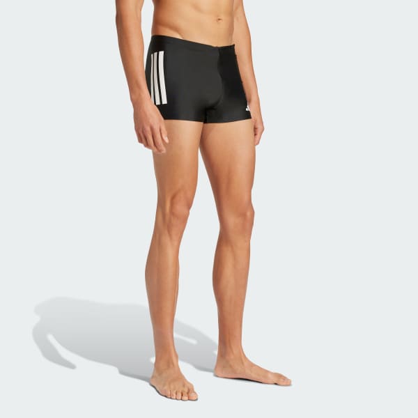Black 3-Stripes Swim Boxers 2-Inch