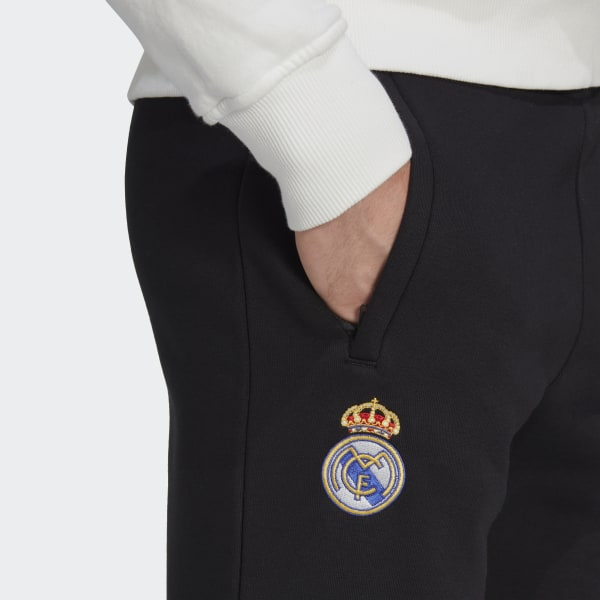 Black Real Madrid Essentials Trefoil Tracksuit Bottoms BUN75