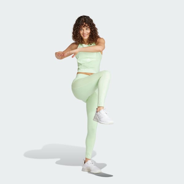 สีเขียว เสื้อกล้ามเทรนนิงทรงครอปพิมพ์ลาย Techfit