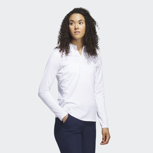 Wit Golf Poloshirt met Lange Mouwen en Korte Rits