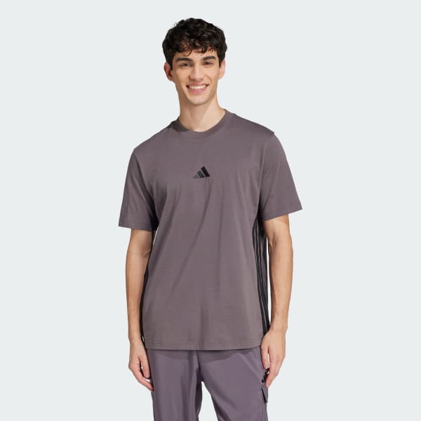 Grey Essentials 3-Stripes Single Jersey Tee