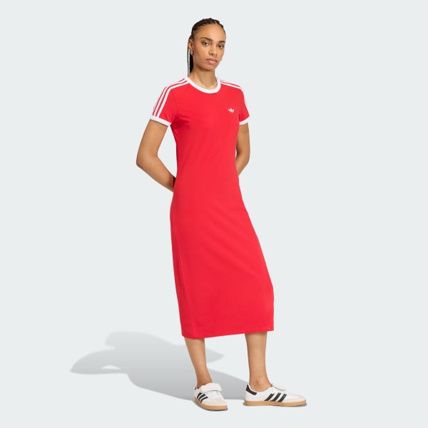 rood 3-STRIPES JURK (SLIM-FIT)