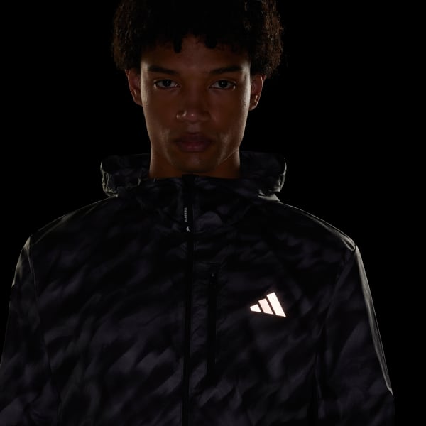 adidas Own The Run Allover Print Jacket - Grey | Free