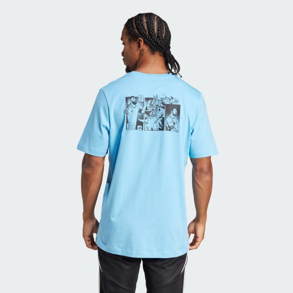 สีน้ำเงิน เสื้อยืดพิมพ์ลาย Messi Icon