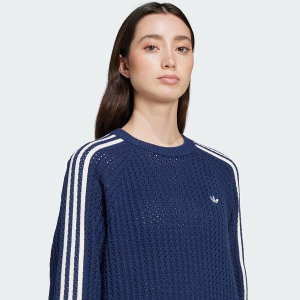 adidas ニット クルーネックセーター　ナイトインディゴ レディース アディカラー ニット クルーネックセーター ナイト