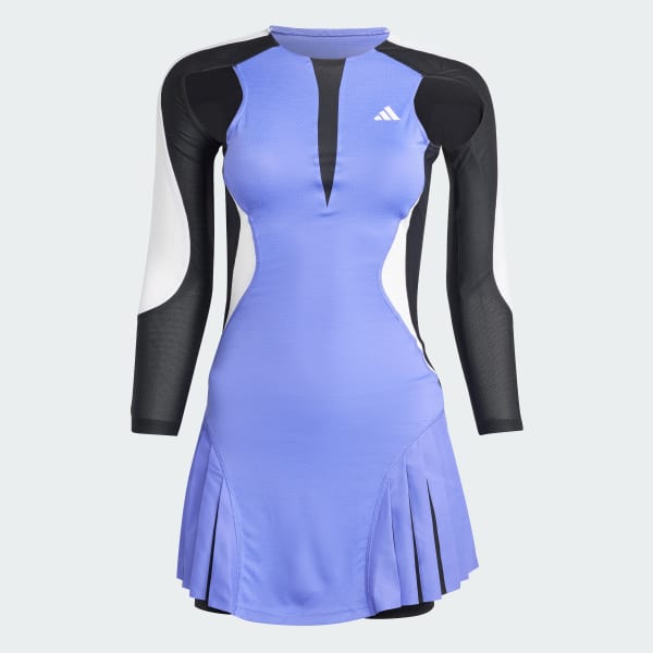Biru Dress Premium Lengan Panjang Tenis Pro AEROREADY