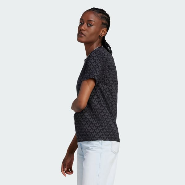 cerná Trefoil Monogram T-Shirt