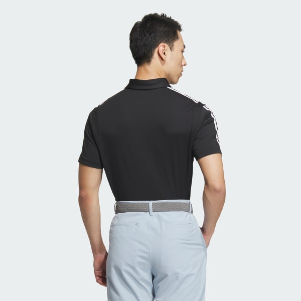 Black HEAT.RDY 3-Stripe Short Sleeve Polo Shirt