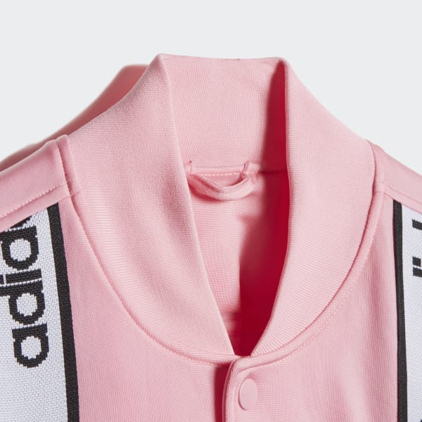 Pink adidas cropped bomber jacket on sale