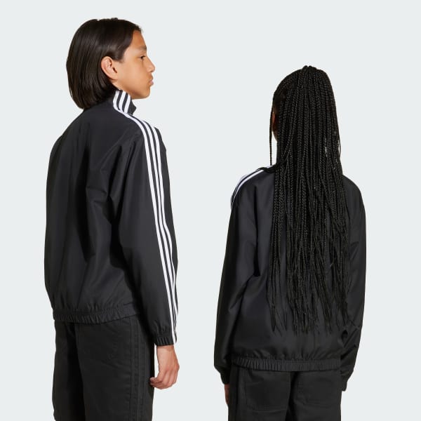 Black Woven Track Top Kids