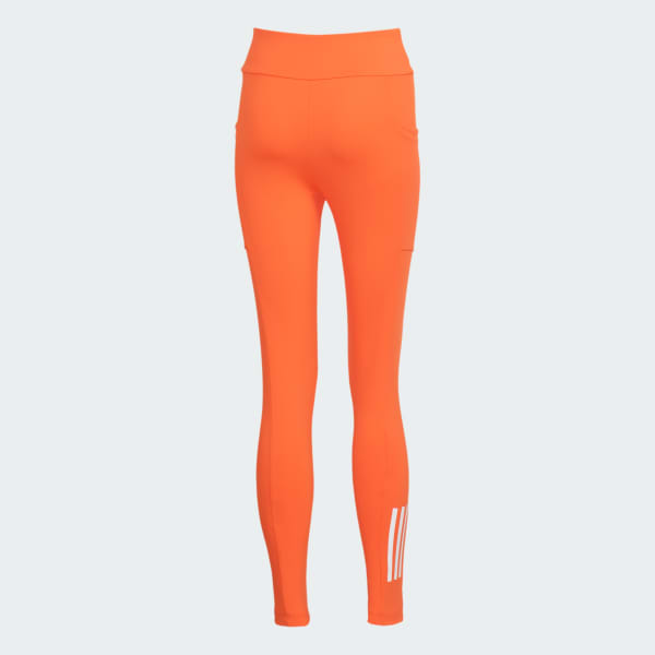 Laranja Calça Legging 3 Listras Com Bolso