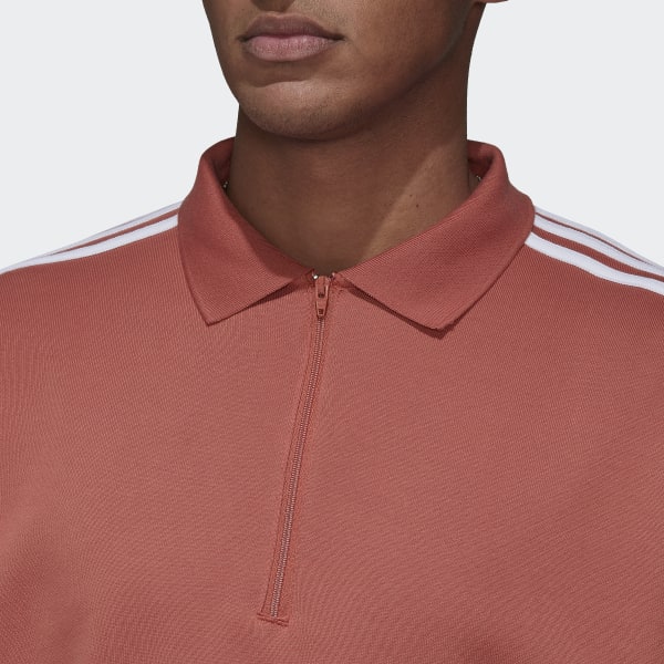 Brown Adicolor 3-Stripes Long Sleeve Polo Sweatshirt KO025
