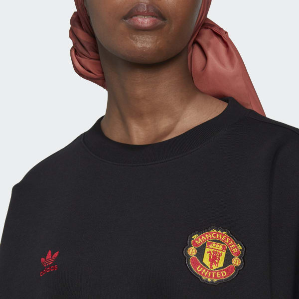 Black Manchester United Essentials Trefoil Sweatshirt