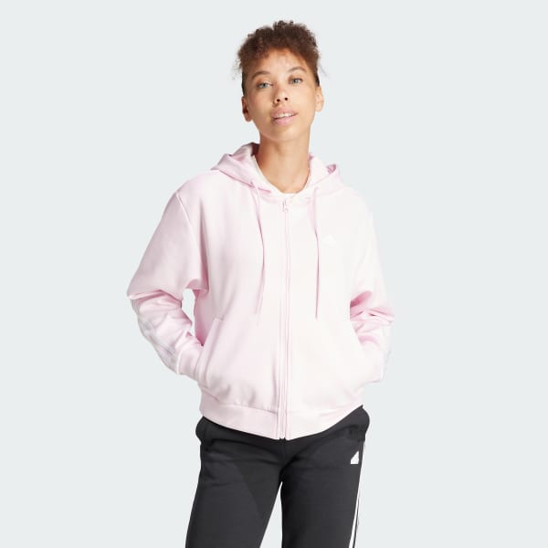 adidas Future Icons 3 Stripes Full Zip Hoodie Pink adidas India