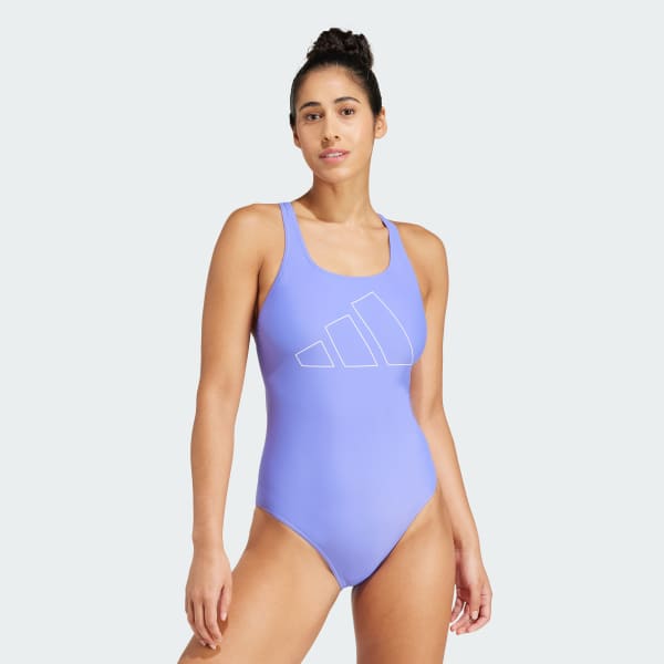 Blue Big Bars X-Back Swimsuit
