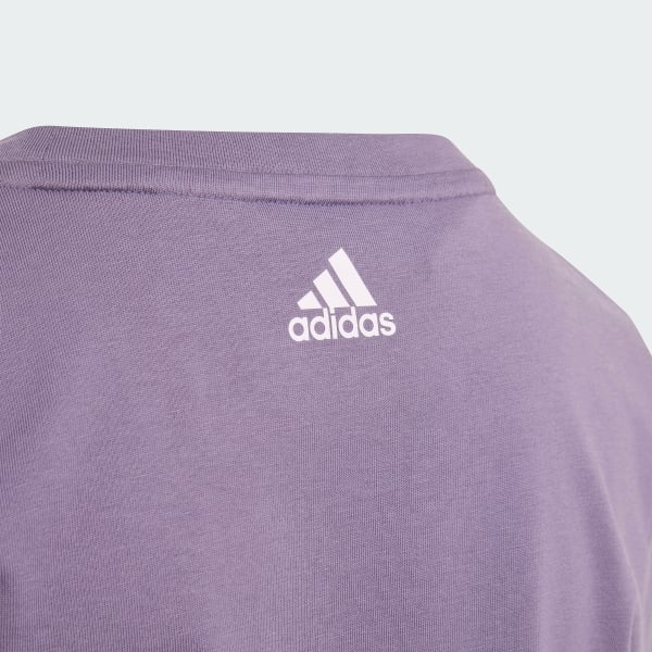 Morado Camiseta Essentials Logo Linear Algodón Ajuste Ceñido