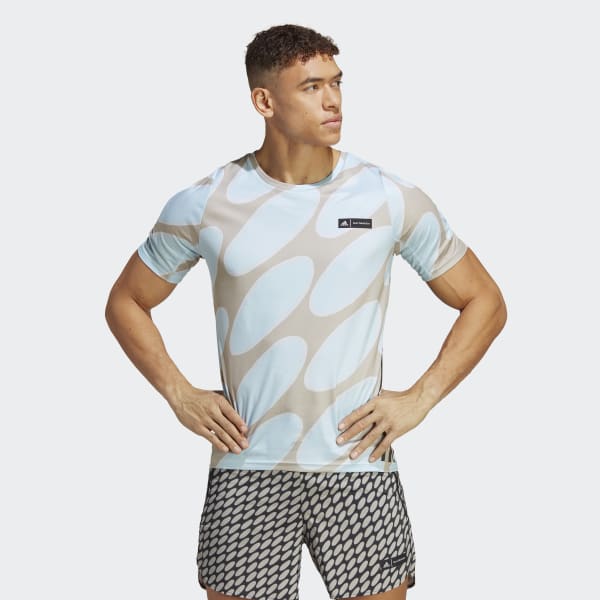 adidas x Marimekko Run Icons 3-Stripes Tee - Blue | adidas Singapore