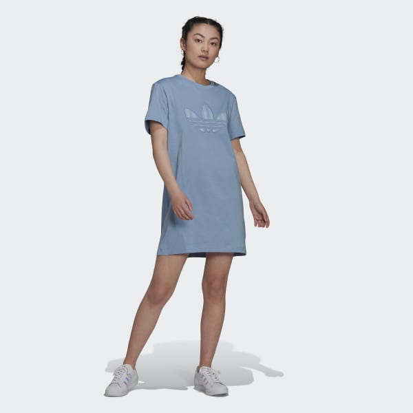 adidas Trefoil Application Tee Dress - Blue | adidas US