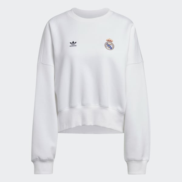 Λευκό Real Madrid Essentials Trefoil Crewneck Sweatshirt