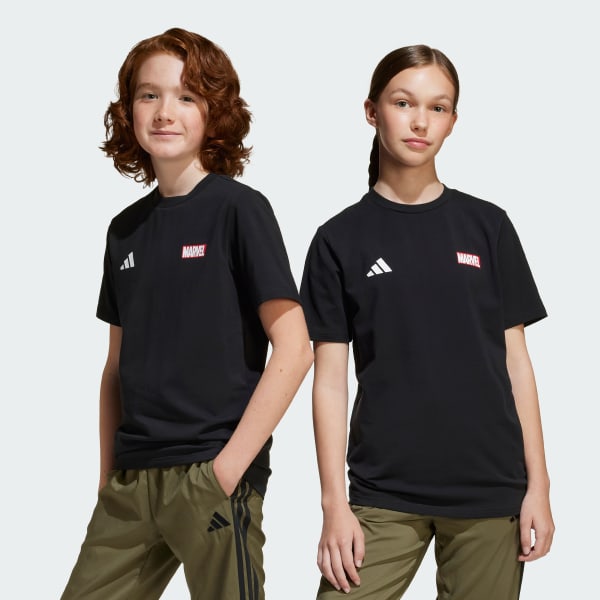 Đen Áo thun graphic ADIDAS MARVEL SUPERHEROES