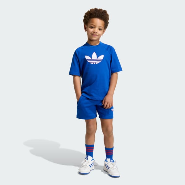 Blue TREFOIL LOOSE SHORT TEE SET