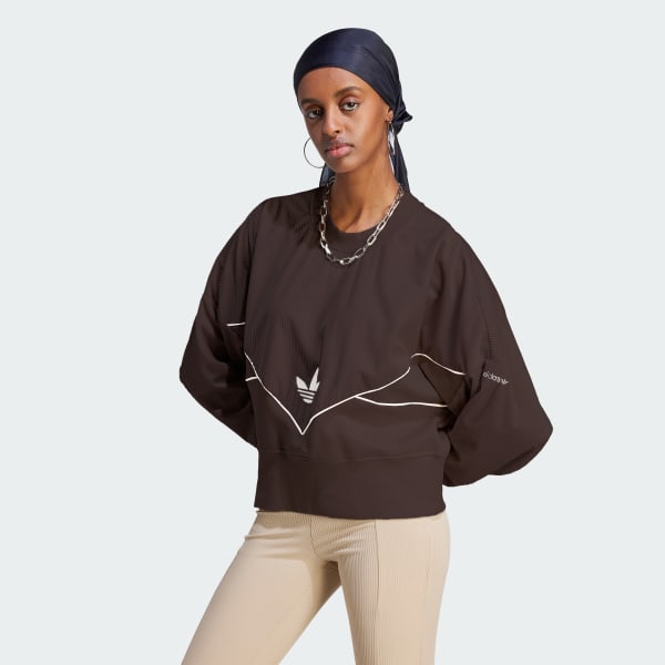 adidas Corduroy Mix Material Sweatshirt - Brown | Women's Lifestyle | adidas US