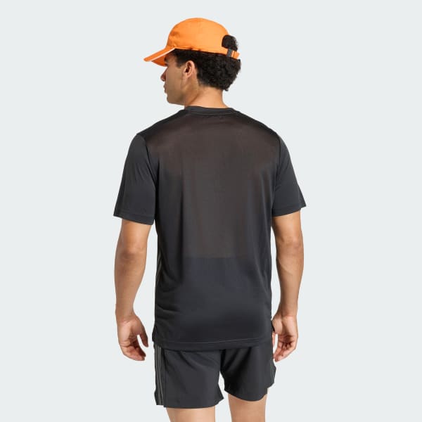 Black TECH ESSENTIALS WORKOUT 3 STRIPES T-SHIRT

