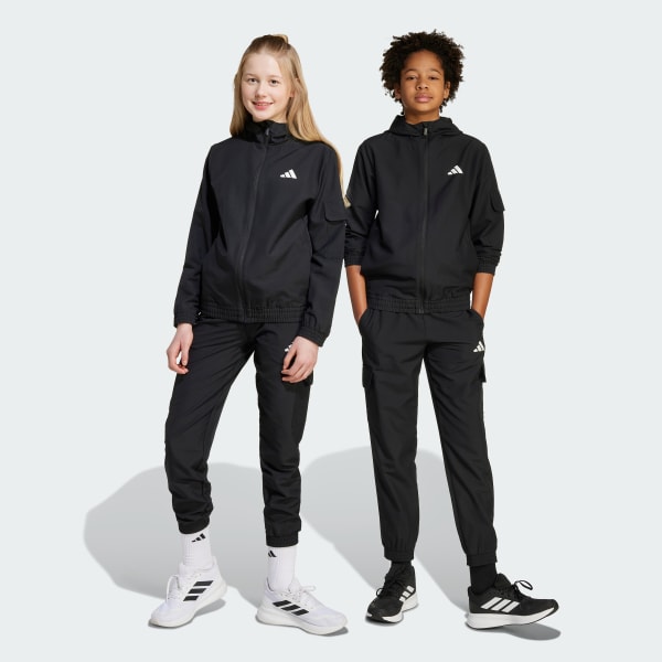 Black 키즈 우븐 카고 트랙 수트