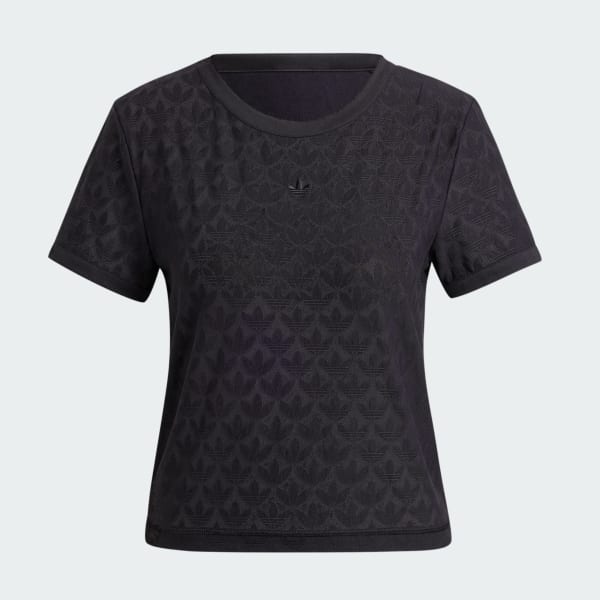 Camiseta Cropped Fashion Monogram Lace - Preto adidas