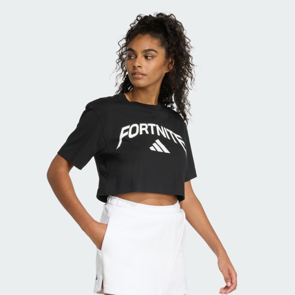 สีดำ เสื้อครอป adidas x Fortnite