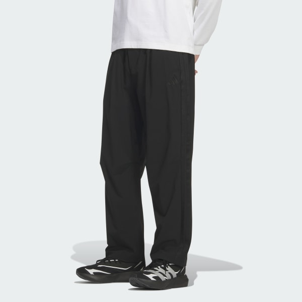 ブラック 軽パン ストレッチコミュータールーズテーパードパンツ