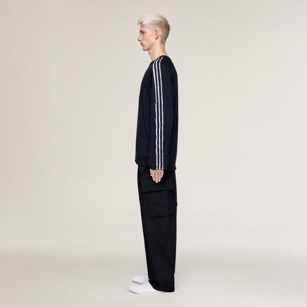 Sort Y-3 RAW EDGE 3 STRIPES LONG SLEEVE T-SHIRT