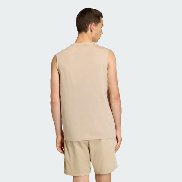 Beige TREFOIL ESSENTIALS T-SHIRT, ÄRMELLOS