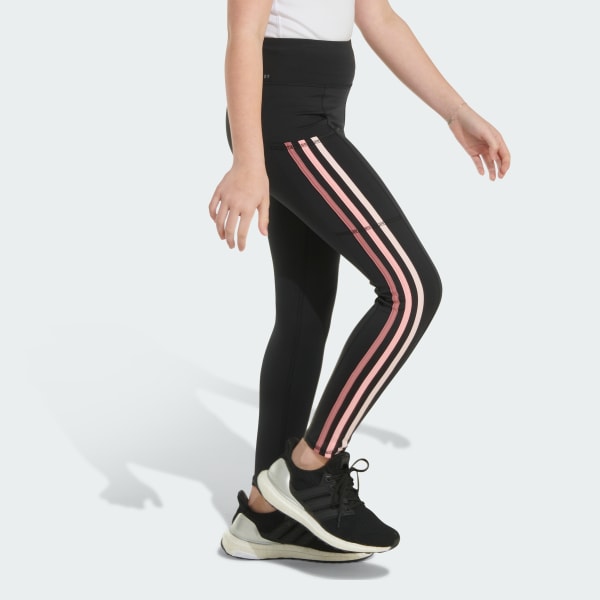 Adidas Big Girls AEROREADY 3 Stripe Cellphone Pocket Leggings Black w Multi