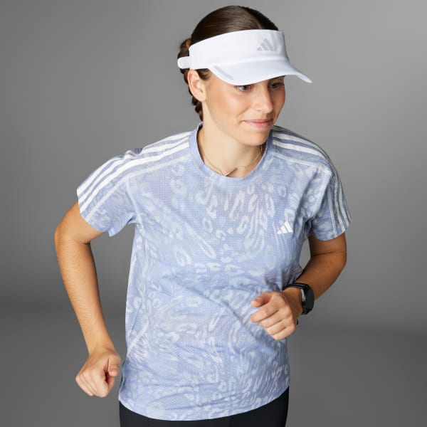 Grey Own the Run CLIMACOOL 3-Stripes Tee
