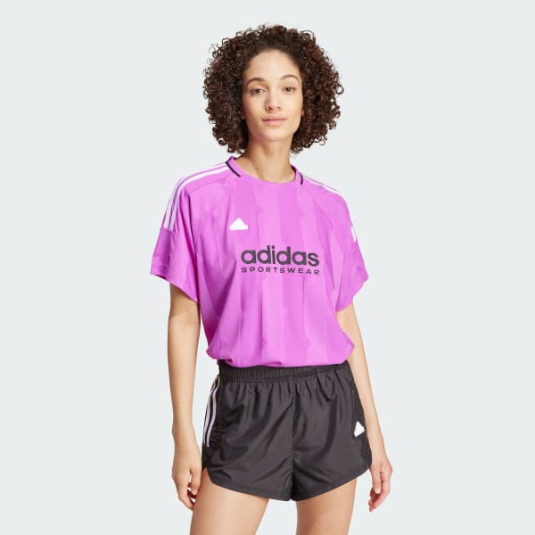 Purple Tiro Cut 3-Stripes Jacquard Boyfriend Tee