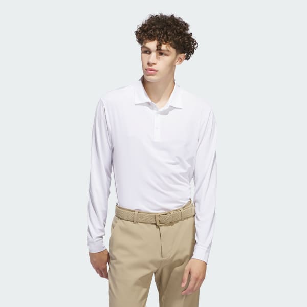 adidas Long Sleeve Polo Shirt - Blue | Free Shipping with