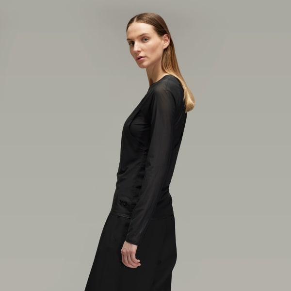 Y-3 - Mesh Fitted Tee Tシャツ adidas Y-3 Mesh Stripes Long Sleeve Tee - Black | Free