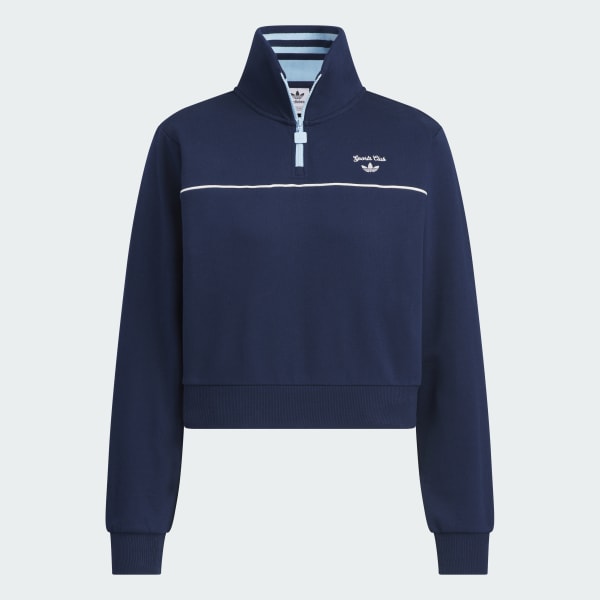 아디다스 레트로 스포츠 스포티 클럽 지퍼 크루 스웨트셔츠 - Blue | adidas South Korea