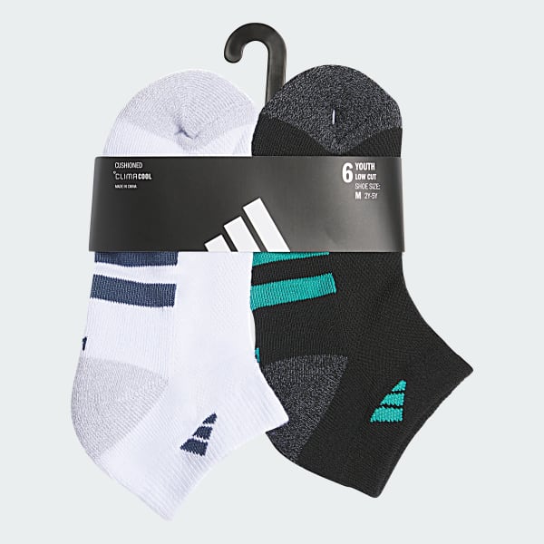 White Athletic Cushioned 6-Pack Low-Cut Socks Kids
