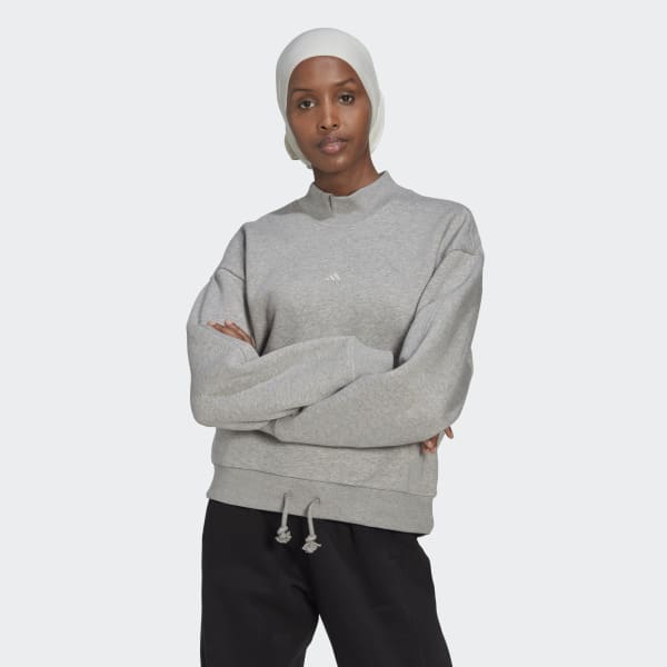 adidas ALL SZN Fleece Mock Neck Sweatshirt - Grey | Women's Lifestyle ...