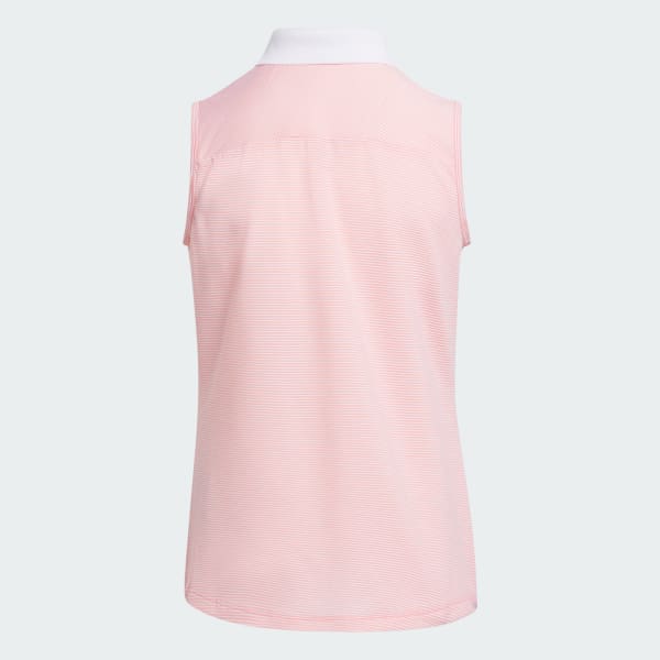 Pink Ottoman Striped Sleeveless Polo Shirt