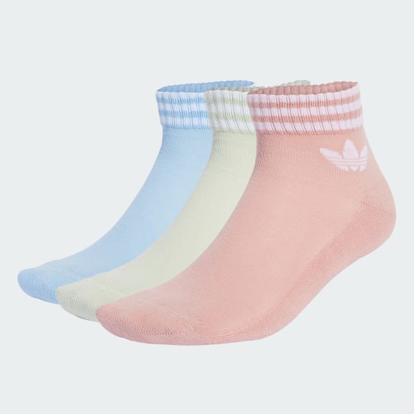 Pink 3-Stripes ankelsokker, 3 par