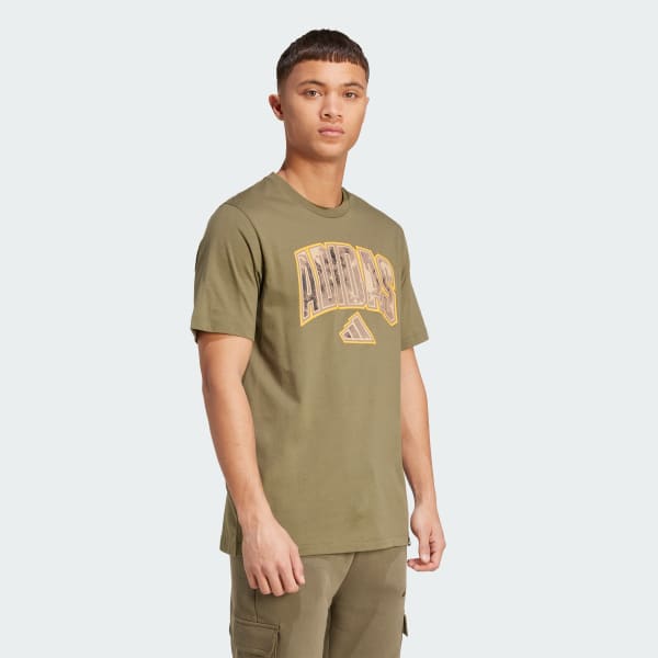 Verde Camiseta con estampado de camuflaje Script