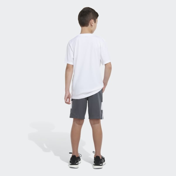 adidas Elastic Waistband Sportswear Color Block Shorts - Grey | Kids ...