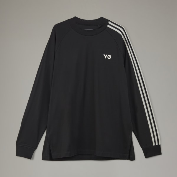 Black Y-3 Stripes Long Sleeve Tee