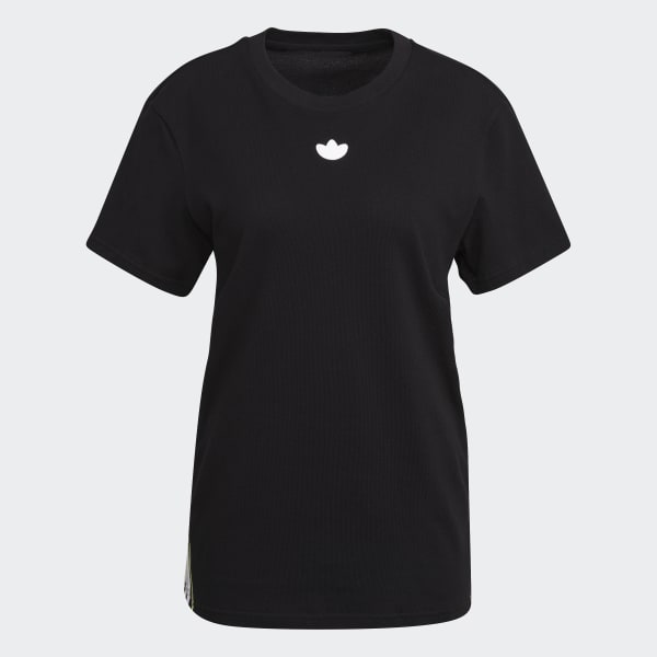 Negro Camiseta Loose Piping