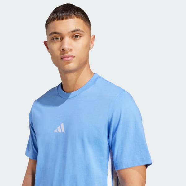 Camiseta Malha Simples Essentials Três Listras - Azul adidas