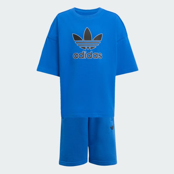 blauw Short Tee Set Big Logo Execution Kids