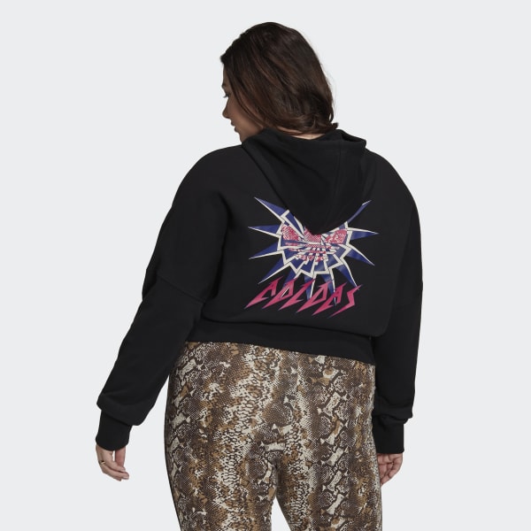 Schwarz Cropped Hoodie – Große Größen